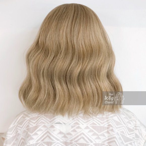 Ashy Blonde Wavy Wig with Bangs | Alicia - Picture 3 of 12